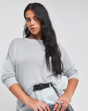 Silver Sheer Glitter Knit Jumper