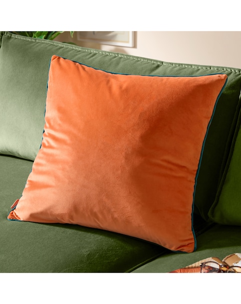 Furn. Meridian Large Velvet Cushion Cover - Tiger/Teal