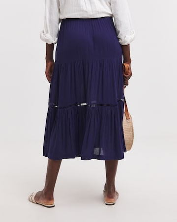 Indigo Crinkle Midi Skirt