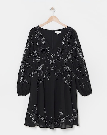 Maya Deluxe Blouson Embellished Mini Dress