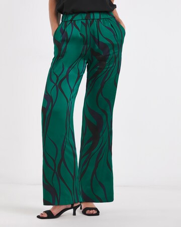 Printed Satin Wide Leg Trousers