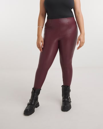 Seam Detail High Waist Stretch PU Leggings