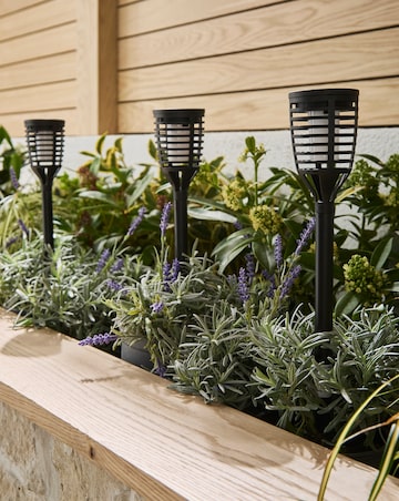 Black Flame Effect Solar Stake Lights Set of 4