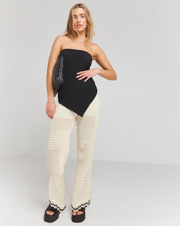 Cream Crochet Wide Leg Trousers
