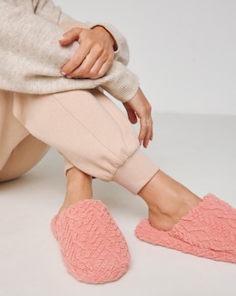 Garnet Patterned Mule Slipper - Wide Fit (E)