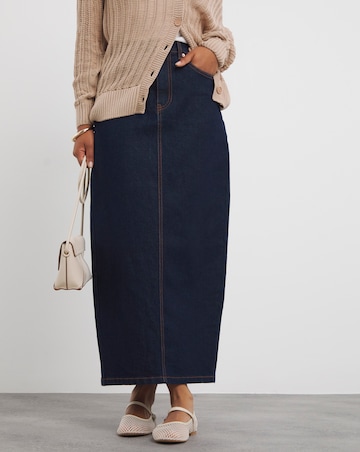 Indigo Contrast Stitch Maxi Skirt