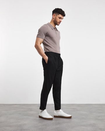 Brown Merino Wool Knitted Polo Slim Fit