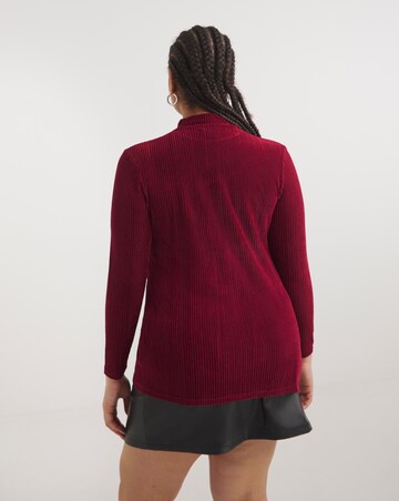 Burgundy Textured Velour High Neck Top