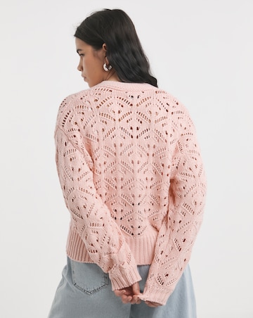 Simply Be Pink Pointelle Knit Cardigan