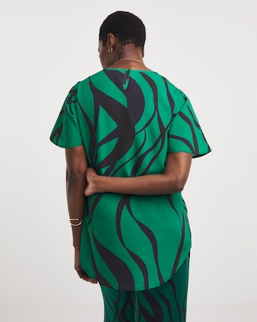 Printed Short Sleeved Woven Top