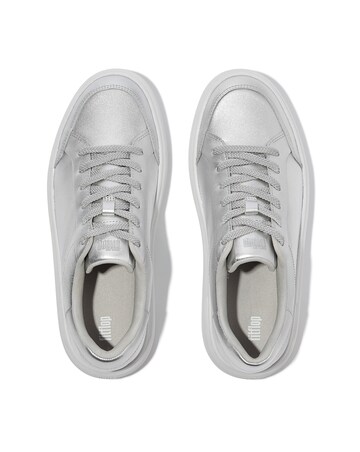 Fitflop Metallic Leather Trainers Silver - Standard Fit (D)