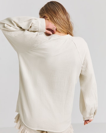 Stone Cheesecloth Long Sleeve Boxy Shirt