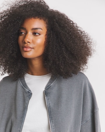 Simply Be Grey Acid Wash Waffle Bomber Jacket