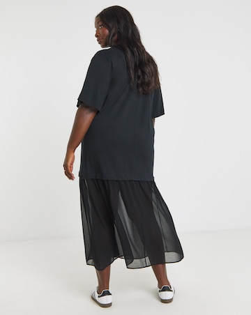 Simply Be 2 in 1 T-Shirt Sheer Hem Midi Dress