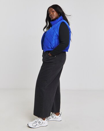 Blue Adjustable Hem Quilted Gilet