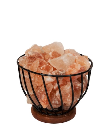 Serenity Himalayan Rock Salt Metal Basket Lamp
