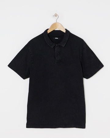 Garment Washed Relaxed Fit Loopback Polo