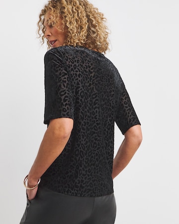 Animal Crew Neck Burn Out Animal Three Quarter Sleeve Top