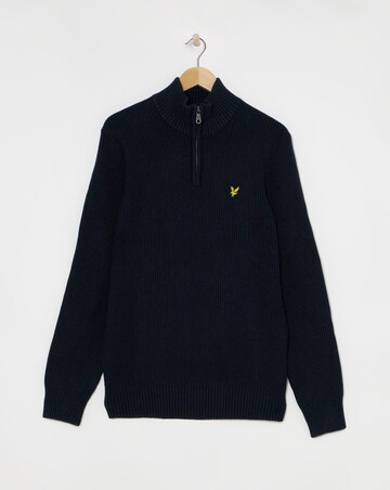 Lyle & Scott Navy 1/4 Zip Shackers Stitch Jumper