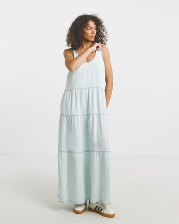 Simply Be Lightweight Denim Light Wash Smock Maxi Dress