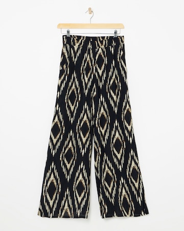 Printed Pull On Crinkle Palazzo Trousers