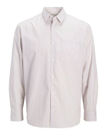 Jack & Jones Cole Poplin Stripe Long Sleeve Shirt - Cream