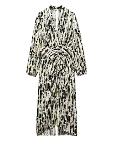 Mango Printed Dress With Ruffled Detail