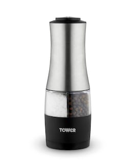 Tower Dual Electric Salt &amp; Pepper Mill - Stainless Steel, Black