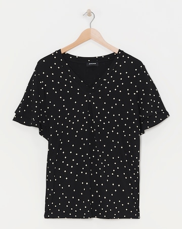 Black Spot Double Angel Sleeve V Neck Top