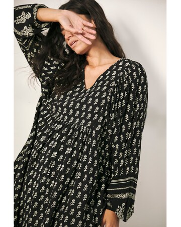 Border Print Batwing Smock Maxi Dress