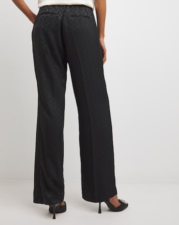 Satin Jacquard Wide Leg Trouser