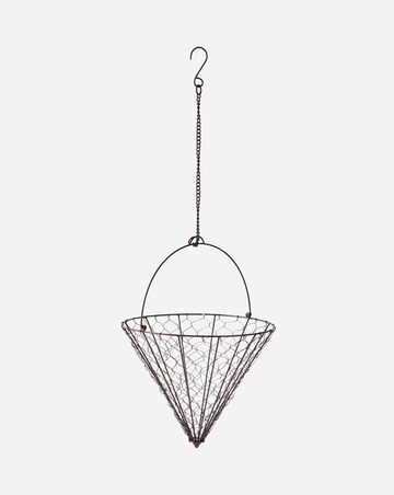 Ivyline Outdoor Hanging Wired Netted Cone Basket Bronze