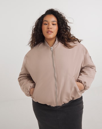 Taupe Oversized Bomber Jacket