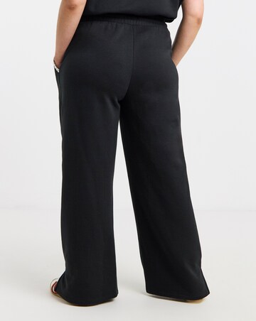 Black Contrast Stitch Wide Leg Jogger