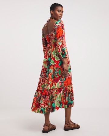 Viscose Smock Sundress With Neck Ties