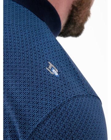D555 Big And Tall Murray Allover Printed Jacquard Collar Polo With Pocket - Blue