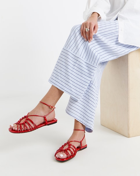 Cinder Tubular Woven Flat Sandals - Wide Fit (E)