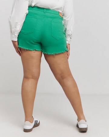 Green Fray Hem Shorts
