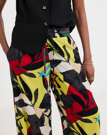 Tropical Crinkle Pull On Wide Leg Trousers