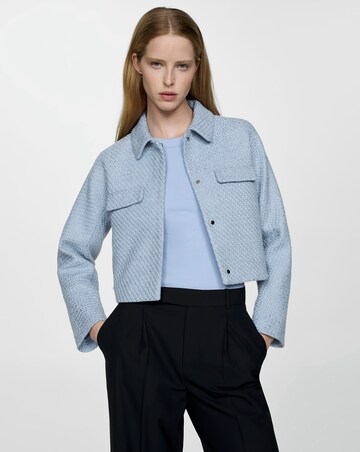 Mango Cropped Tweed Jacket with Pockets