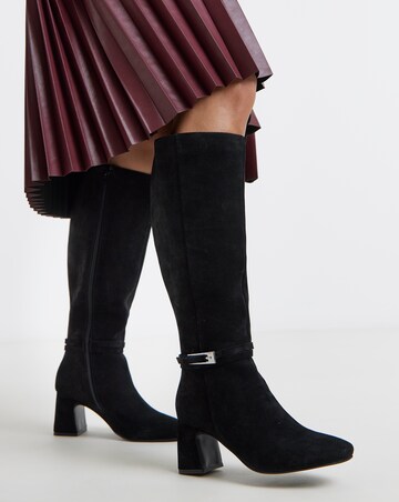 Alfie Heeled Leather Knee High Boots - Wide Fit (E) & Super Curvy Calf