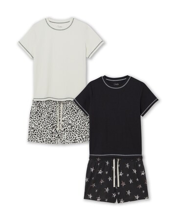 Pretty Secrets (2 Pack) Ribbed Pyjama Shortie Sets