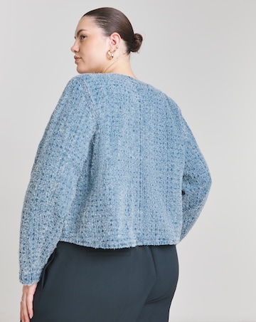 Simply Be Light Mid Blue Linear Distressed Denim Shacket