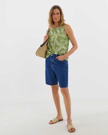 Printed Linen Mix Sleeveless Shell Top