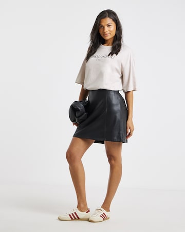 Black PU A-Line Mini Skirt