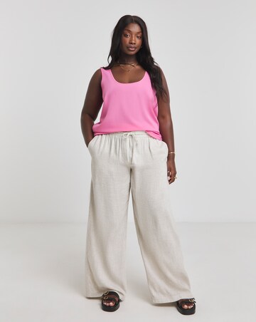 Pink Lightweight Woven Scoop Neck Vest Top