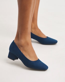 Orlia Flexi Sole Block Heel Court Shoes - Wide Fit (E)