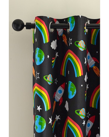 Catherine Lansfield Rainbow Rockets Eyelet Curtains Two Panels