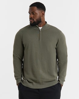 Cotton 1/4 Zip Funnel Knit Top