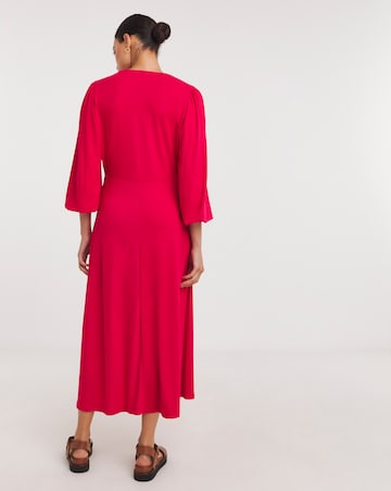 Puff Sleeve Jersey Midi Dress